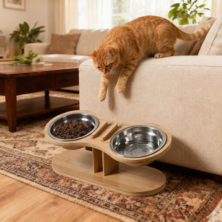 Enhance Your Pet's Dining Experience with Our Adjustable Tilted Feeding Bowl Stand